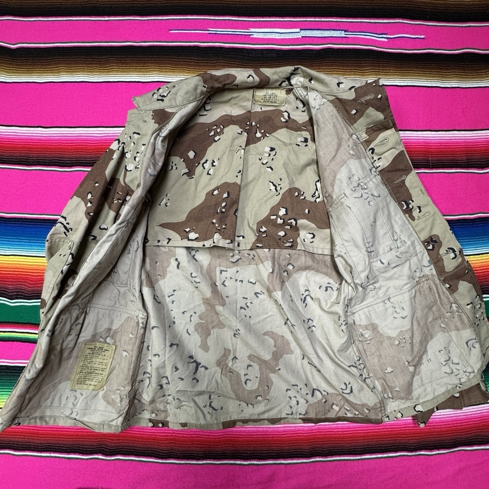 Vintage Military Desert Chocolate Chip Camo Shirt Men S X-Short Combat 4 Pockets - Picture 3 of 8